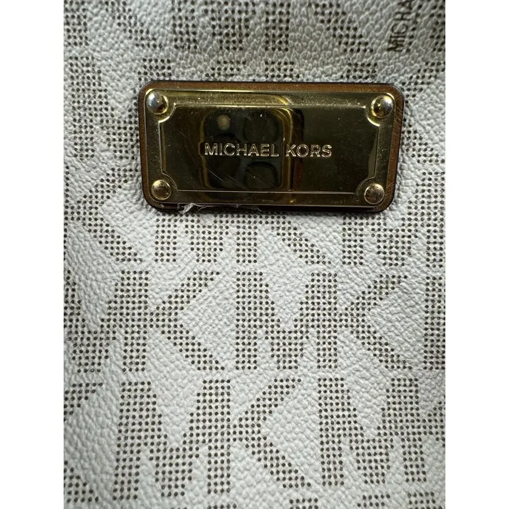 Michael Kors Large Signature MK Weekender Duffel Travel Bag Vanilla Brown